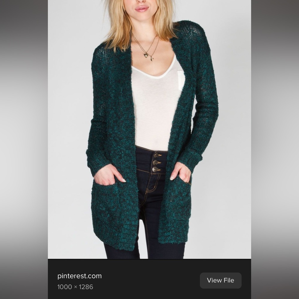 ISO Essentials by Full Tilt Slub Cardigan with pockets in teal